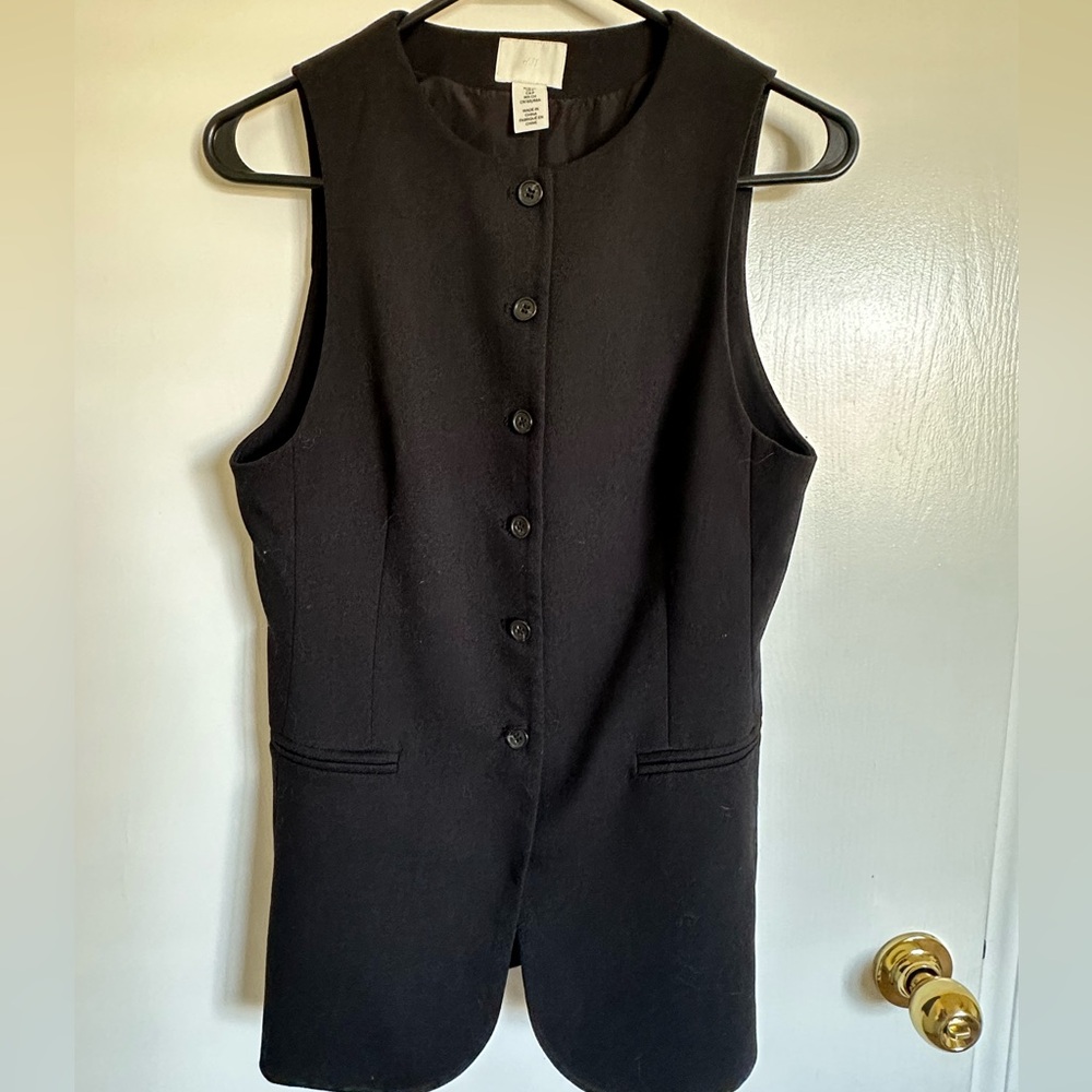 H&M Black Sleeveless Button Vest Top